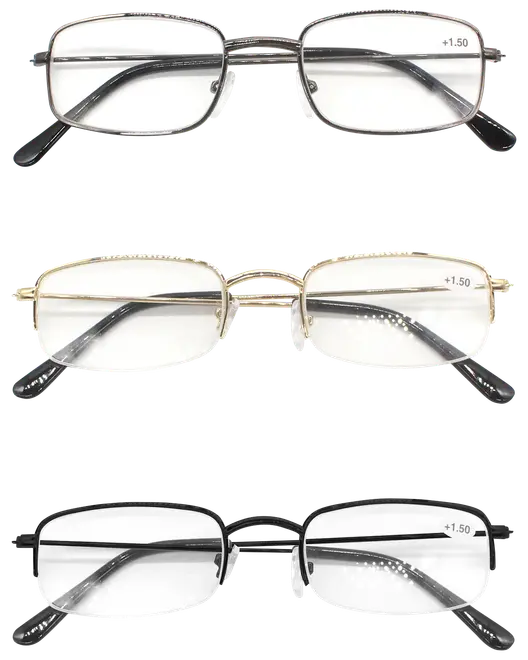 Læsebrille 3-pak metalstel
