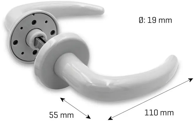 Dörrhandtag plast 19 mm – grå