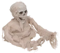 Halloween Mumie sittande H. 32 cm med ljus och rörelse