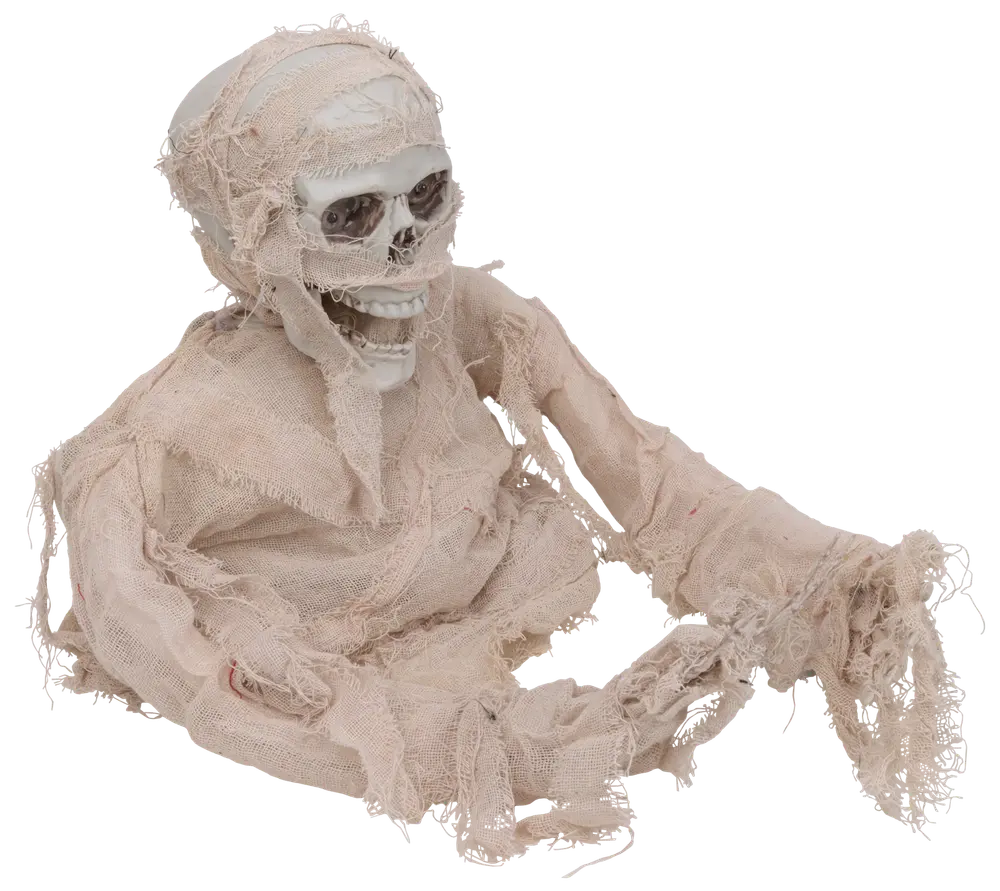 Halloween Mumie sittande H. 32 cm med ljus och rörelse