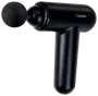 Sort håndholdt massagepistol med ergonomisk håndtag, rundt skumhoved og 'Camilo'-logo. Velegnet til muskelafslapning og dybdegående massage. Kompakt og nem at bruge.