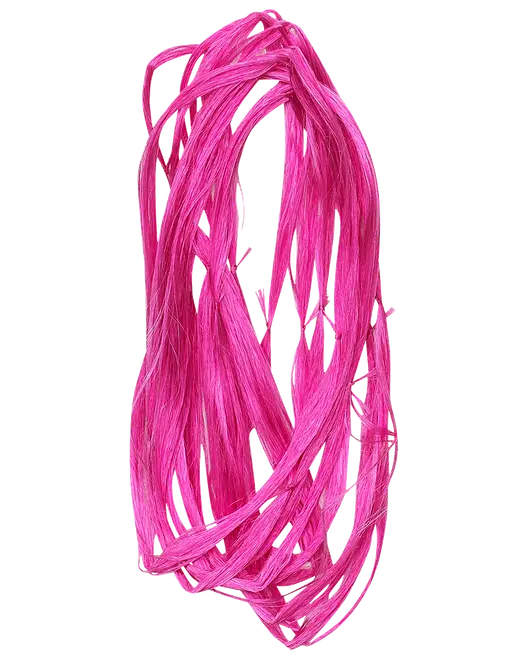Lys pink syntetisk hårforlængelse i et løst bundt.