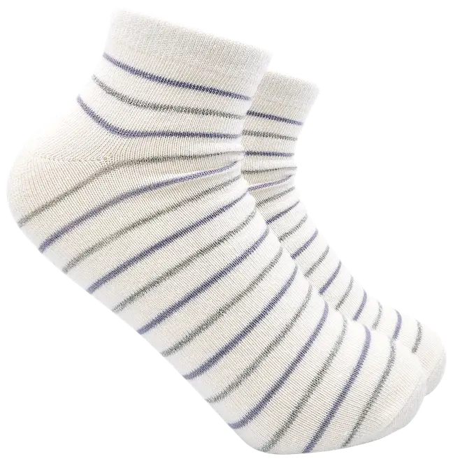 Ankelsokker stribet - hvid, grå og lilla 
