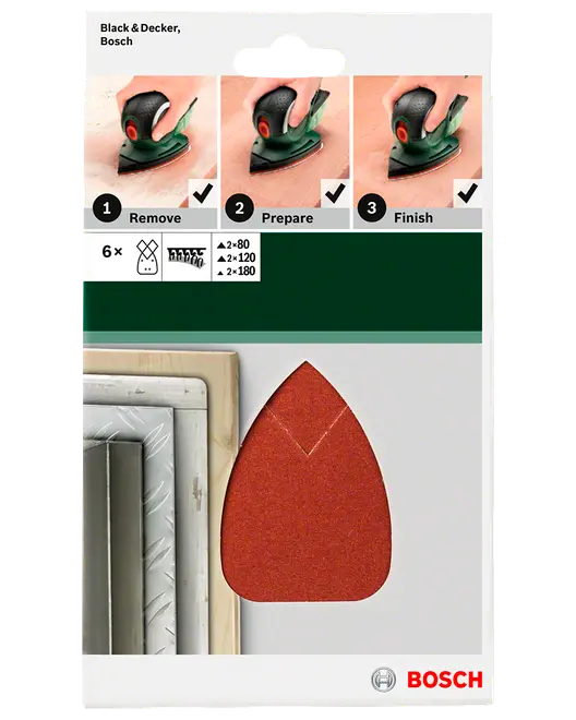 Bosch slippapper 95 x 135 mm K80-180 - 6 st.