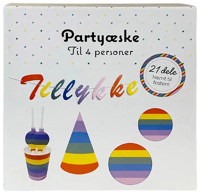 Partyæske til 4 personer - multi farvede