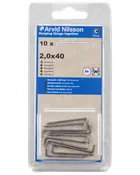 Stålhage hærdet Ø2 x 40 mm 10pk