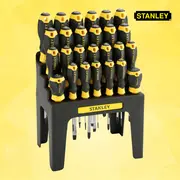 26 Stanley skruetrækkere i sort holder