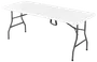 Rektangulært hvidt foldebord med solide sorte metalben. Let og bærbart design, velegnet til indendørs og udendørs brug. Perfekt til fester, arrangementer eller ekstra arbejdsplads.