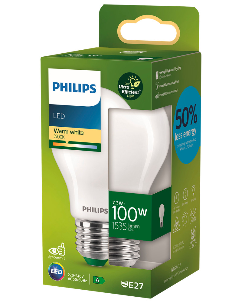 PHILIPS LED-pære filament 7,3W E27 A60