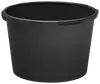 Stor, rund sort plastbalje med forstærket kant og to sidehåndtag. Velegnet til opbevaring, blanding eller transport. Holdbar og let til husholdning eller havebrug.