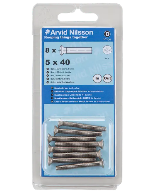 MASKINSKRUV A4 LH M5X40 8 ST