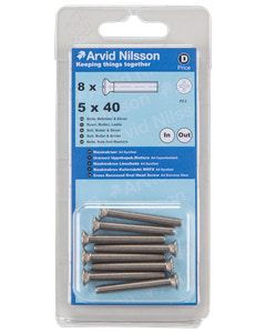 Arvid Nilsson Maskinskrue A4 LH M5 x 40 mm 8-pak