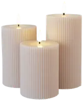 LED-ljus räfflad beige - 3-pack