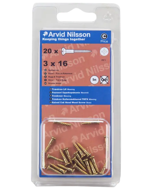 Träskruv mässing 3x16 20 st
