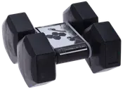 Sæt med to sorte, firkantede håndvægte, hver på 2 kg. Fremstillet af holdbart materiale med let greb, velegnet til hjemmetræning og styrketræning.