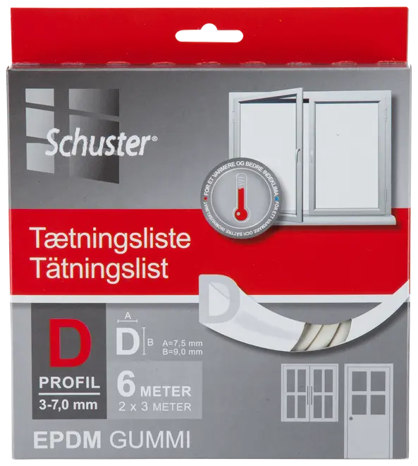 Tätningslist d 6x9 mm 6 m