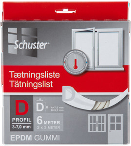 Schuster Tætningsliste D 6 x 9 mm 6 m