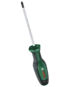Bosch PH1 stjerneskruetrækker med grøn og sort ergonomisk håndtag og langt metalskaft.