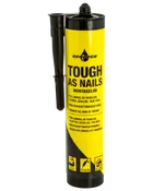 Gul og sort tube Droppen Tough As Nails montagelim med dyse. Velegnet til limning af paneler, fliser, sokler og træ. Høj styrke, nem at bruge.