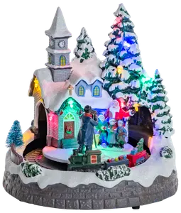 Jullandskap tåg och jultomte