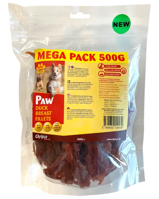 PAW Hundegodbid Breast fillets duck 500 g