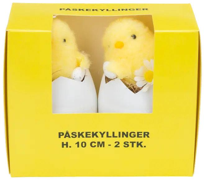 Påskkyckling äggskal H. 10 cm 2-pack