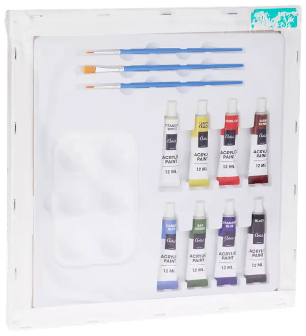 Lærred med motiv og akrylmaling