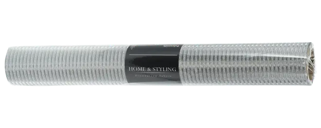 Genomskinlig bordsduksskyddsrulle i plast med texturerad yta, skyddar bord mot repor och spill. Lätt att klippa till och rengöra, passar olika bordstorlekar.