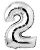 Stor sølvfolieballon formet som tallet nul, med skinnende metallisk finish og selvforseglende ventil, ideel til fester, begivenheder eller dekorationer.