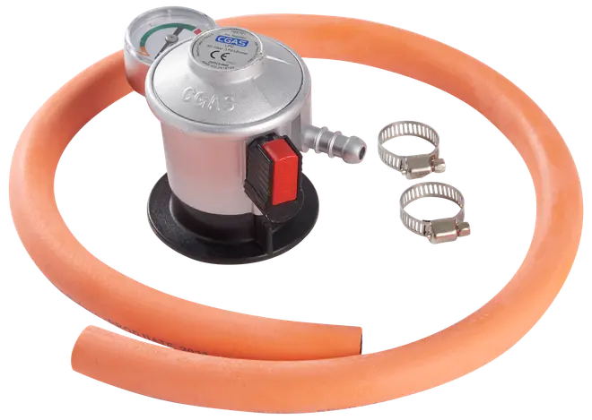 Regulator med slang och tryckmätare