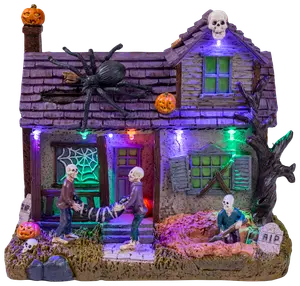 Halloween landskap - Hus med skelett