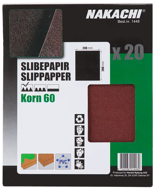 Nakachi Slibepapir 23 x 28 cm K60 20 stk.