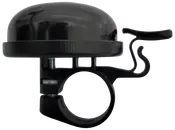 Svart cykelklocka med rund kupol, tumspak och justerbart fäste för styret. Tillverkad av metall och plast, passar de flesta standardcykelstyren.