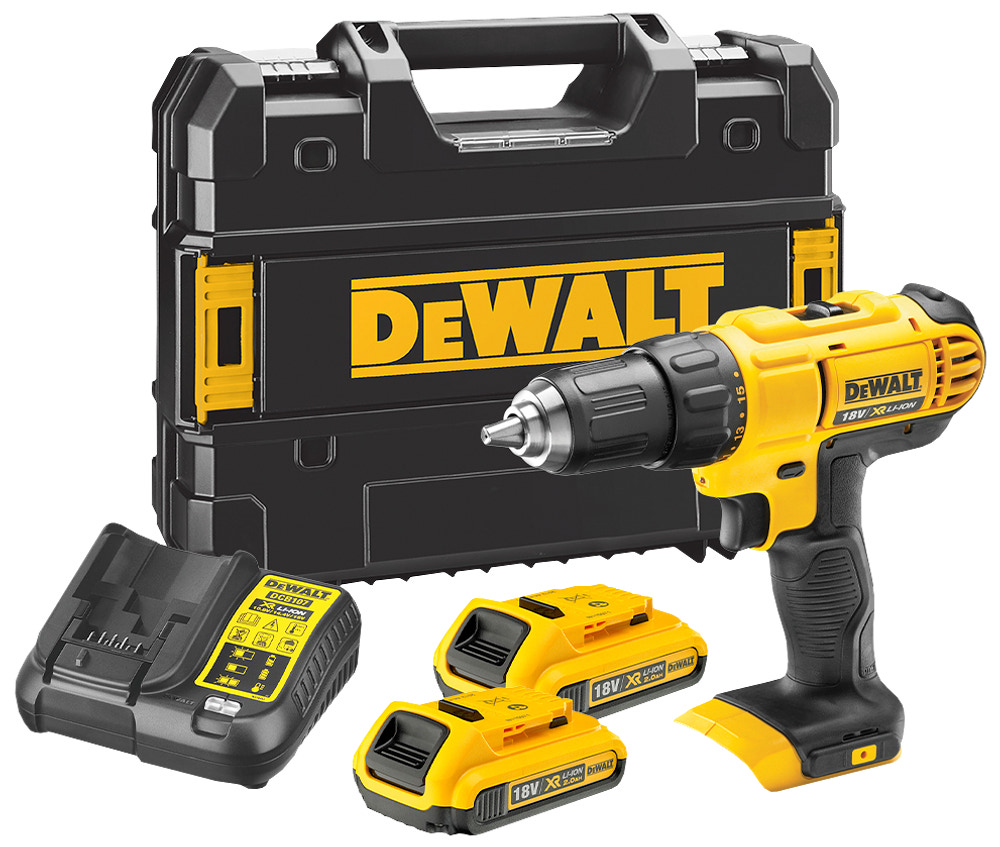 DeWALT Bore-/skruemaskine 18V, 2x2Ah batteri og lader