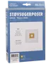 Förpackning med Clean Action dammsugarpåsar, kompatibla med Nilfisk och Wasco Clean modeller, vita påsar med brun pappkrage och runt hål i mitten.