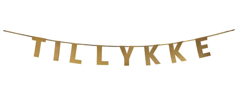 Guirlande "TILLYKKE" guld glitter
