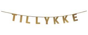 Guirlande "TILLYKKE" guld glitter