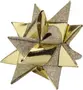 Guld gavebånd med både blankt metal og glitrende tekstur, stjerneformet design. Perfekt til dekoration af gaver og gaveæsker. Giver et festligt og elegant udtryk.