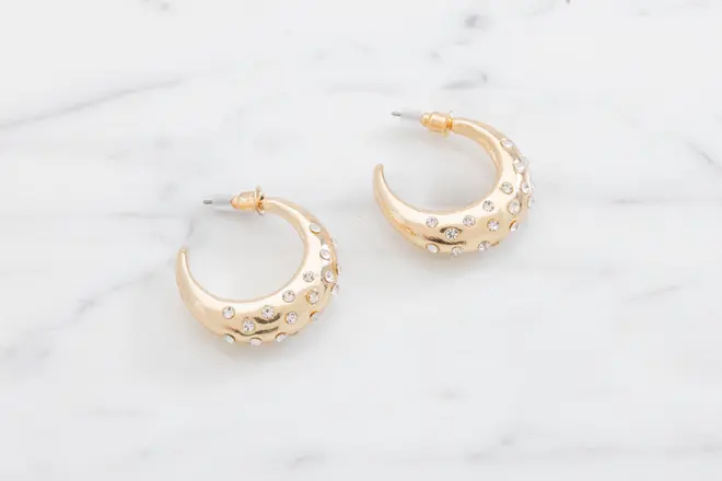 Øreringe chunky med sten - guld