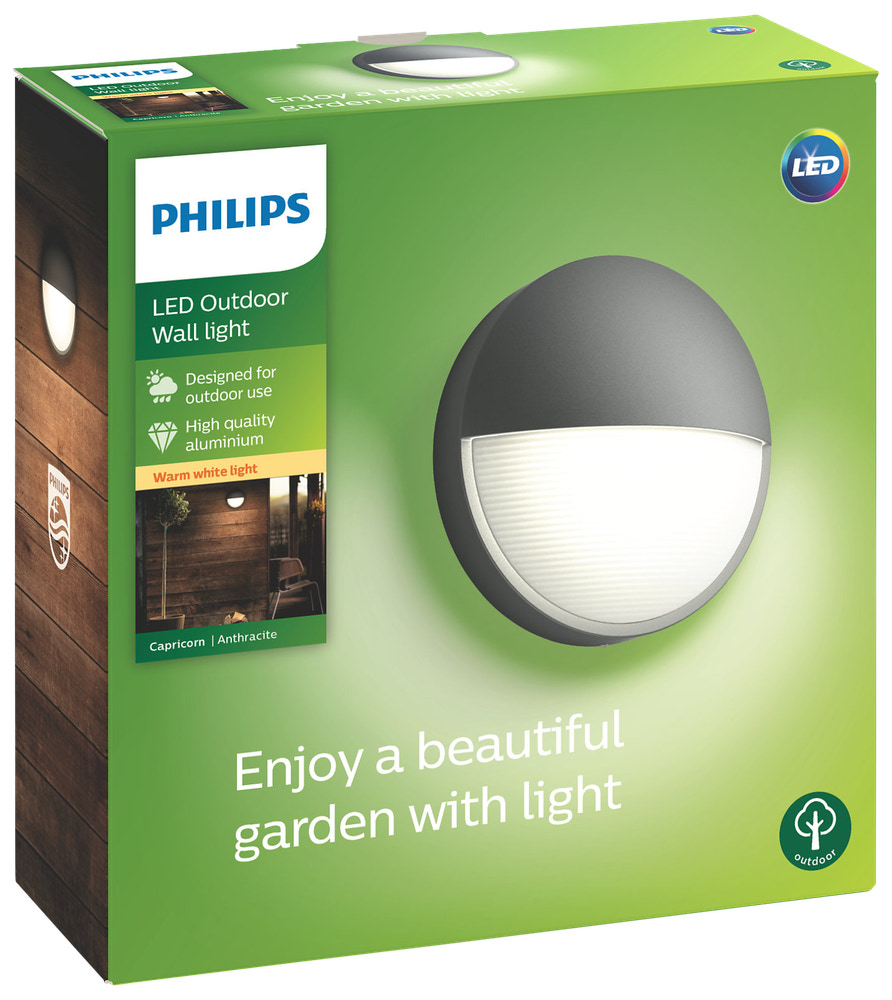 PHILIPS Væglampe Capricorn Ø21,4cm 6W - grå