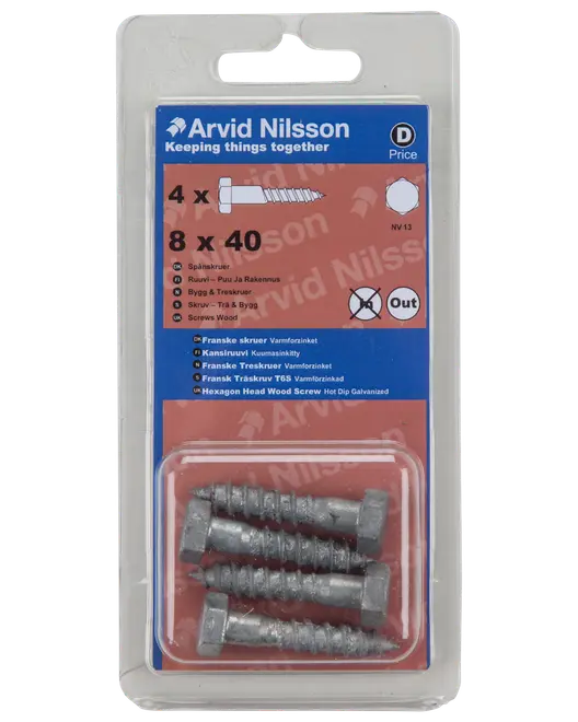 FRANSK TRÄSKRUV 8X40 4 ST