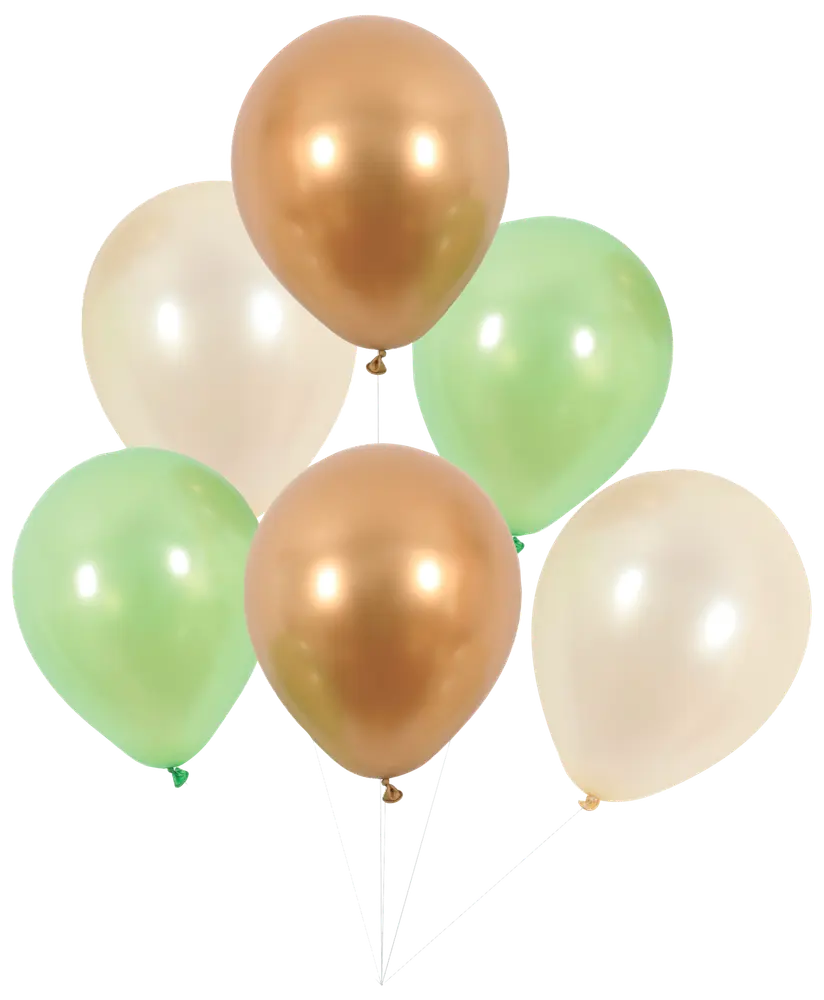 Ballonger 6 st - grön/vit/guld