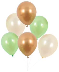 Ballonger 6 st - grön/vit/guld