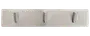 Børstet rustfri stål vægkrog med tre cylindriske knager på en rektangulær plade.