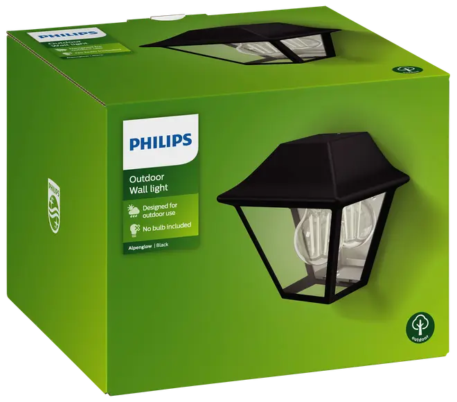 PHILIPS Væglampe Alpenglow E27 180° - sort