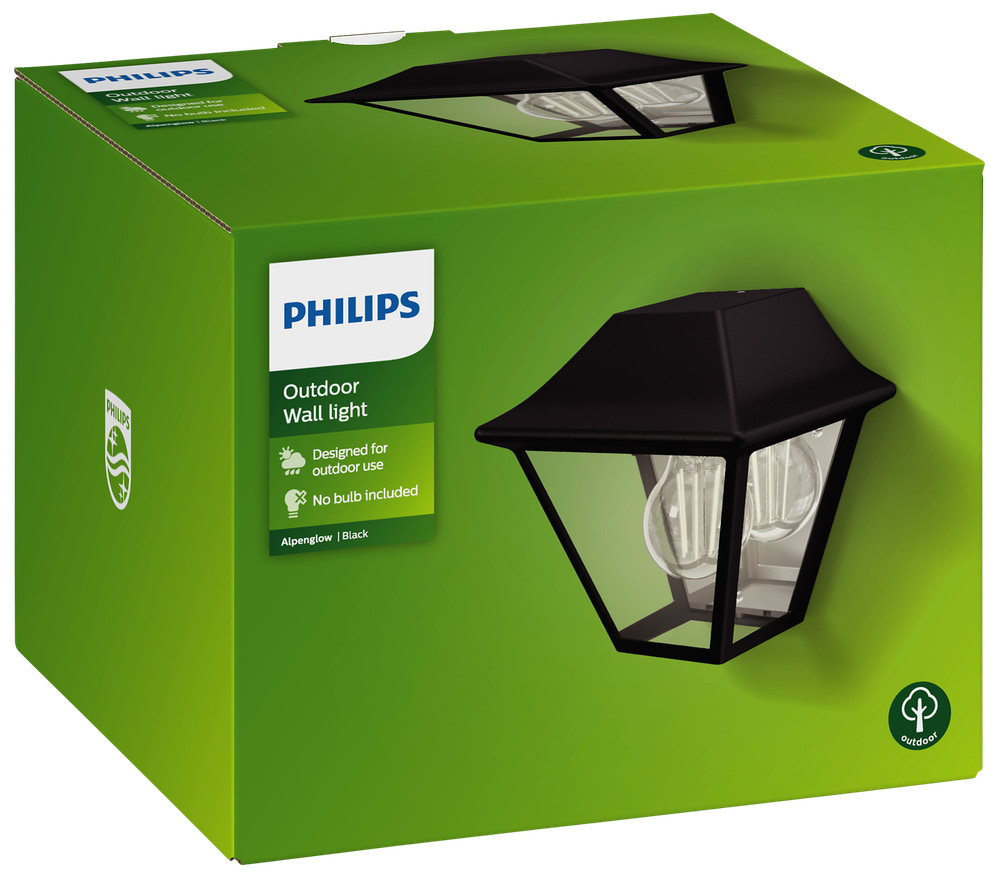 PHILIPS Væglampe Alpenglow E27 180° - sort