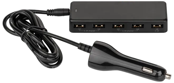 Biloplader til 5 USB produkter