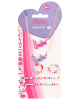 Smykkesæt med to 'Besties'-halskæder, to perleringe og to perlearmbånd i farverige pastelfarver. Velegnet til børn fra 6 år.