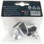 Sæt justerbare møbelben i metal med sorte gummifødder, passer til 30 mm diameter. Pakket i klar plastpose med produktinformation på papheader.