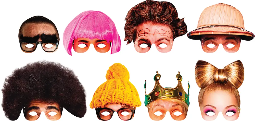 Selfiemasker, 8-pack med olika varianter